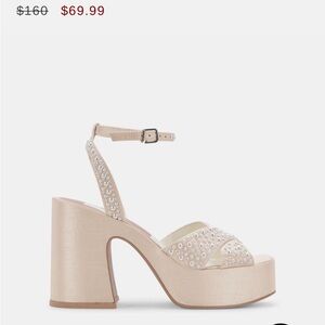 Dolce Vita Pearl-Studded Cream Platforms